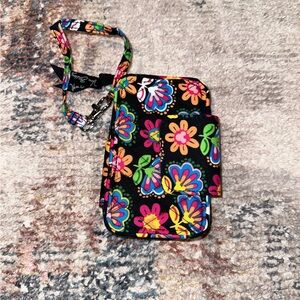 Vera Bradley Disney  Black Floral Wristlet